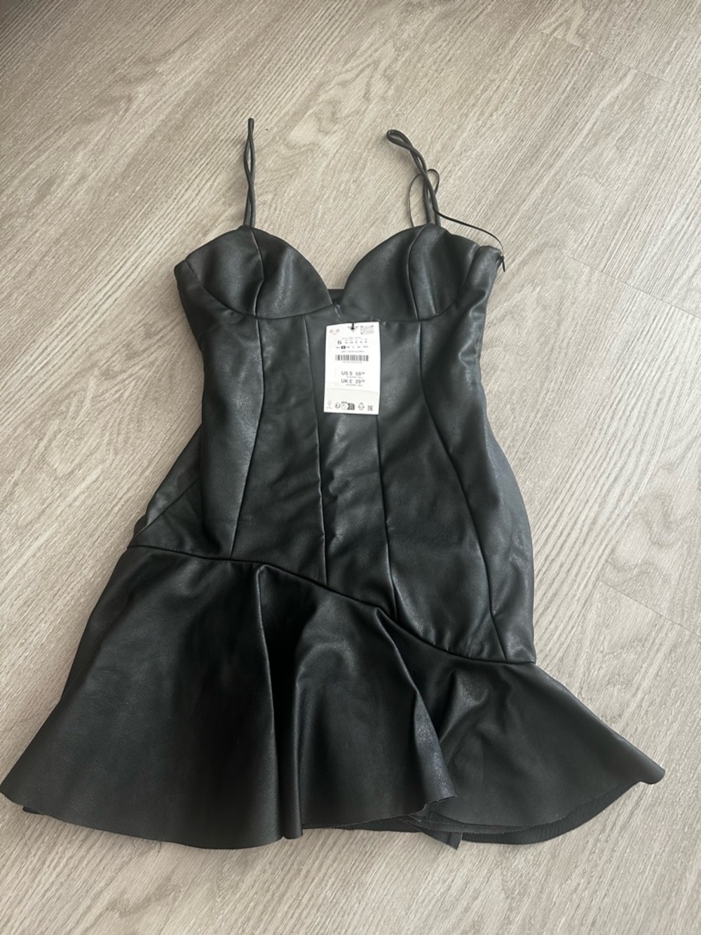 Zara Black Leather Mini Dress NWT